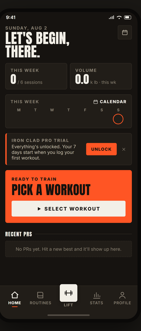 Home, dark theme