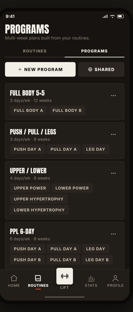 Programs list